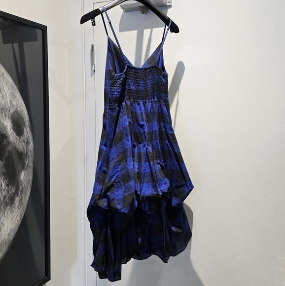 ✅️Elegant Blue Checkered Midi Dress - Picture 8 of 9